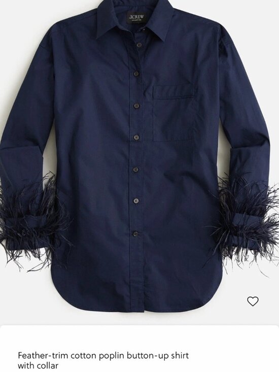 J. Crew Tops - J.Crew Feather Trim Cotton Poplin Button Down Shirt Size 8 NWT